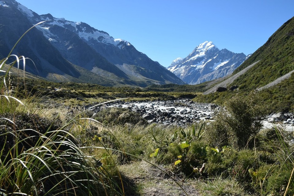 Neuseeland - Mount Cook - Der erste Blick auf den Mount Cook in der Ferne