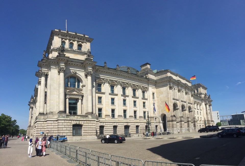 Germany - Berlin - This was taken two days later. It was a beautiful day and I have a day travel pass so I quickly revisited a couple spots for the lighting and some photos. This is the rear of the Reichstag from the side closest to Brandeburg Gate.