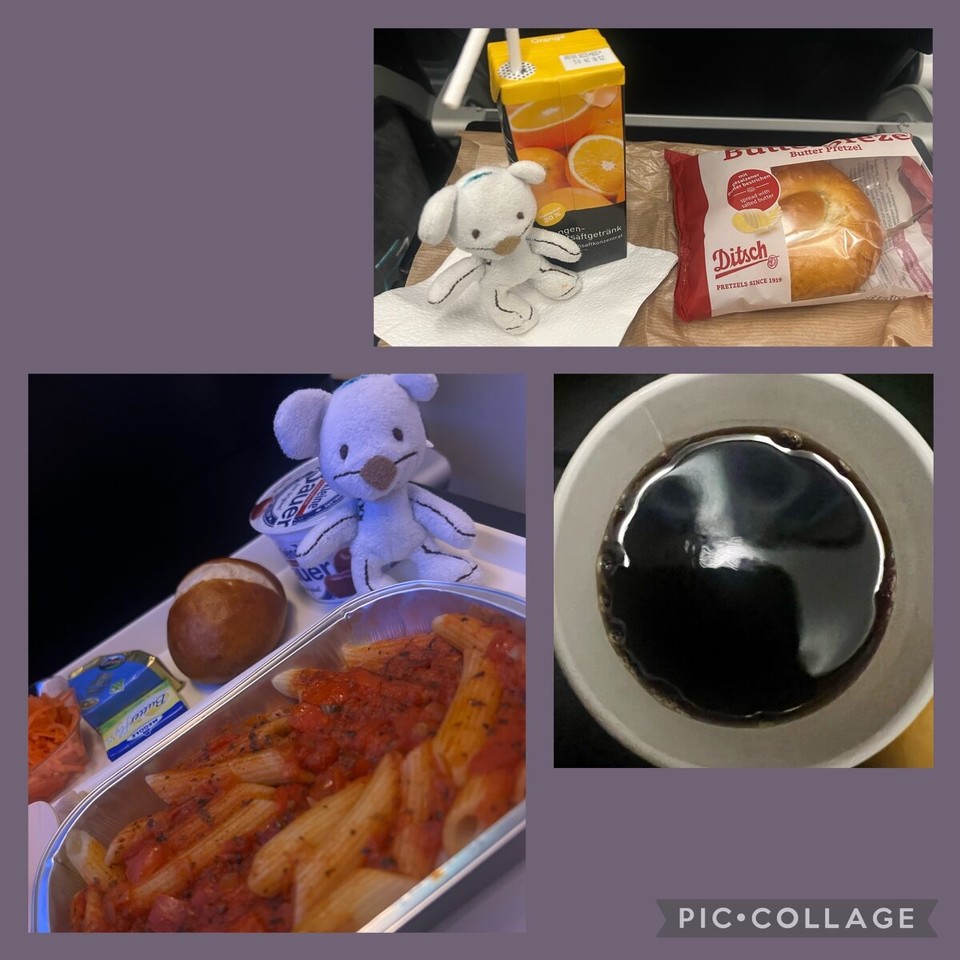 Deutschland - Frankfurt am Main - Lunch & Breakfast… das Heißgetränk kommt genau zur richtigen Zeit. Es ist doch ziemlich kalt im Flieger. 