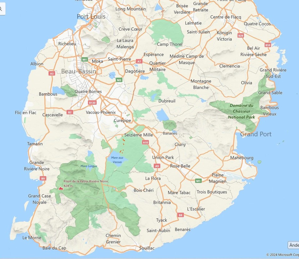 Mauritius - Port Louis - Kaart vu Mauritius