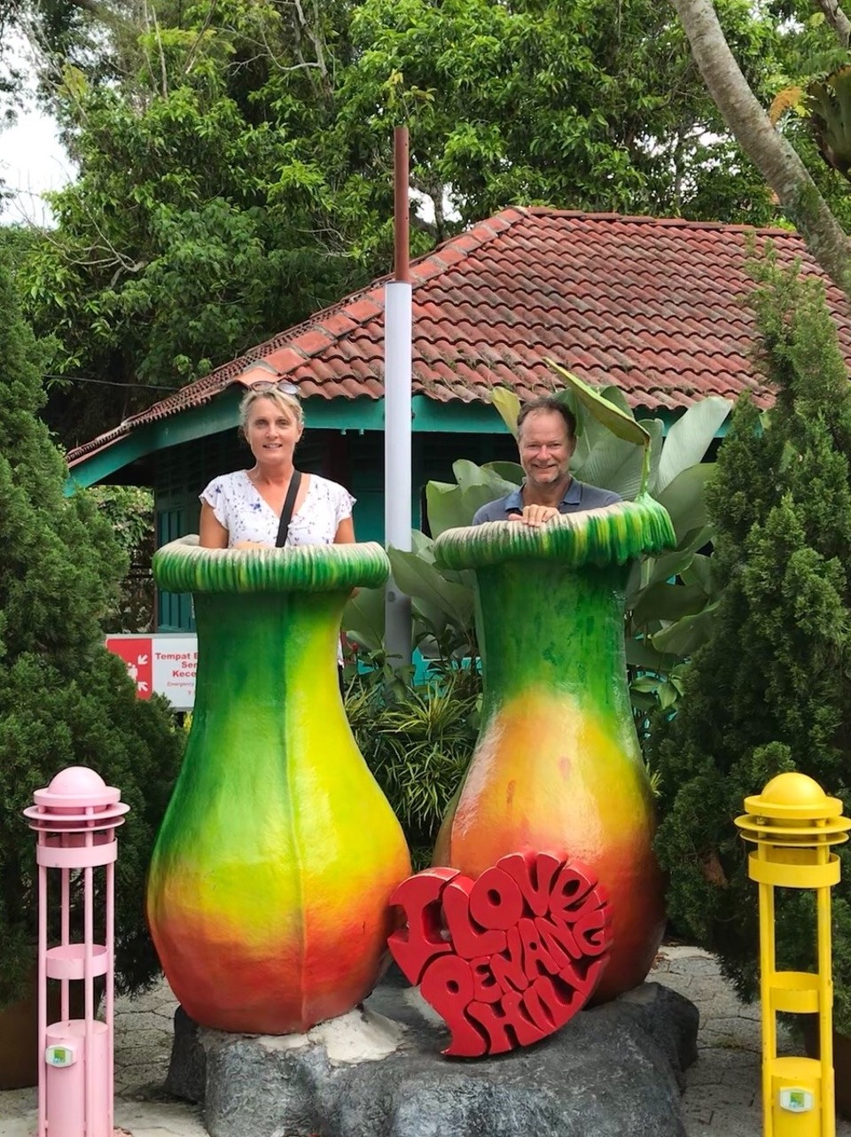 Malaysia - Georgetown - We look like a right pair of plumbs literally...