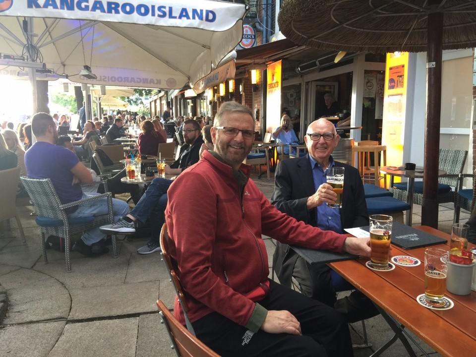 Germany - Bremen - Dinner at Paulaner, The Schlachter, Bremen along the Weser River. 
Ron and my dear Godfather, Onkel Horst. 