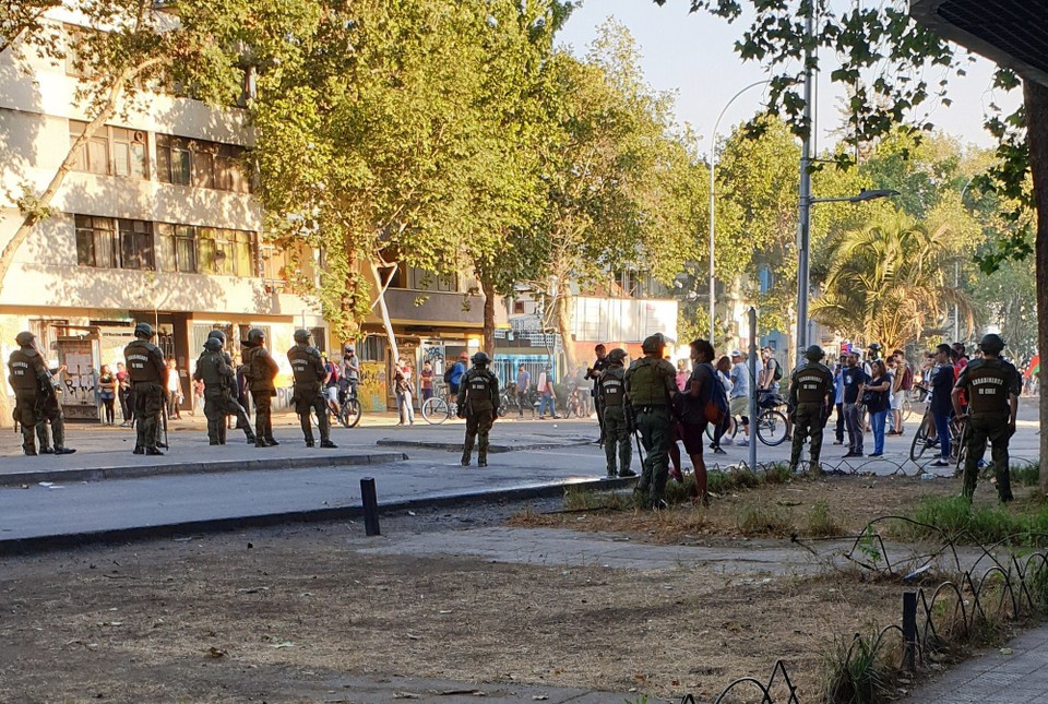 Chile - Santiago - The worst night of the protests - police cordon beyond our hostel