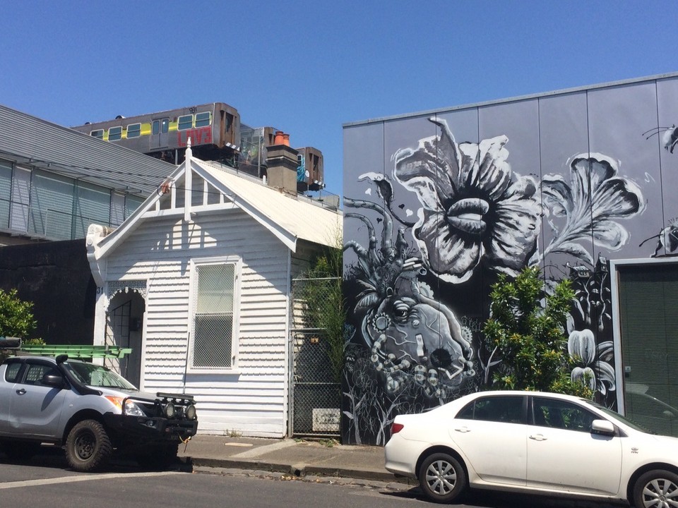 Australia - Fitzroy - Street art and flying trains. 