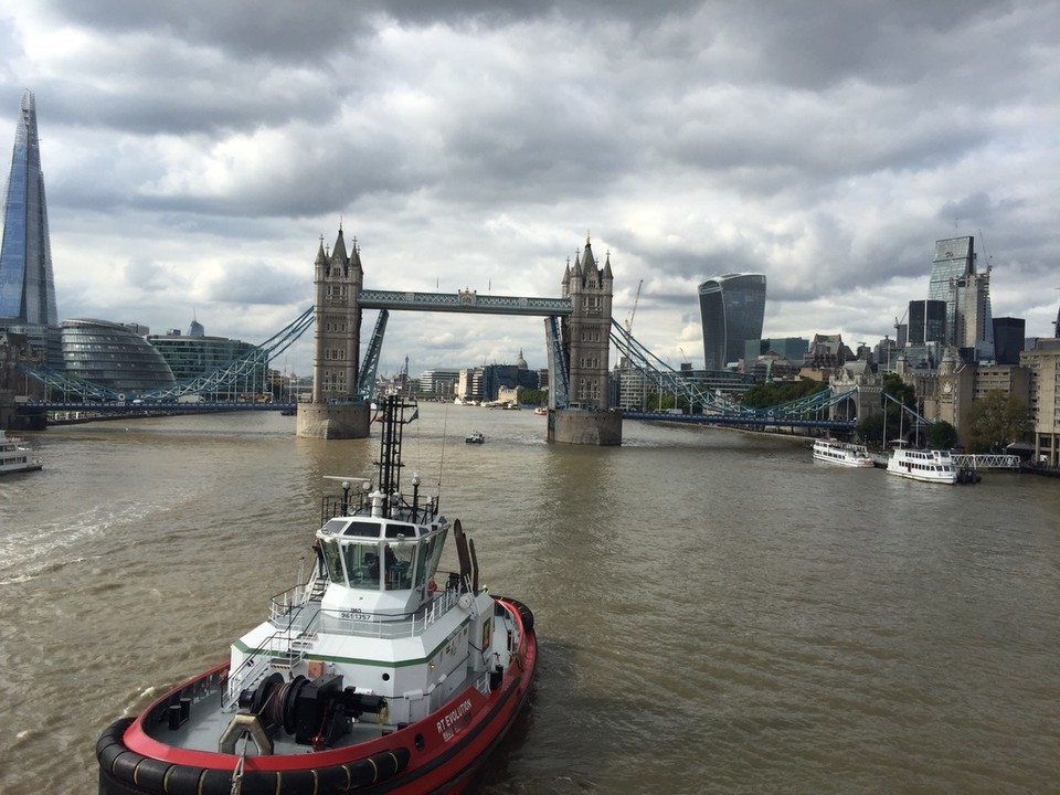  - United Kingdom, London, River Thames - The Tower Bridge gates opening for us. Going through backwards. 