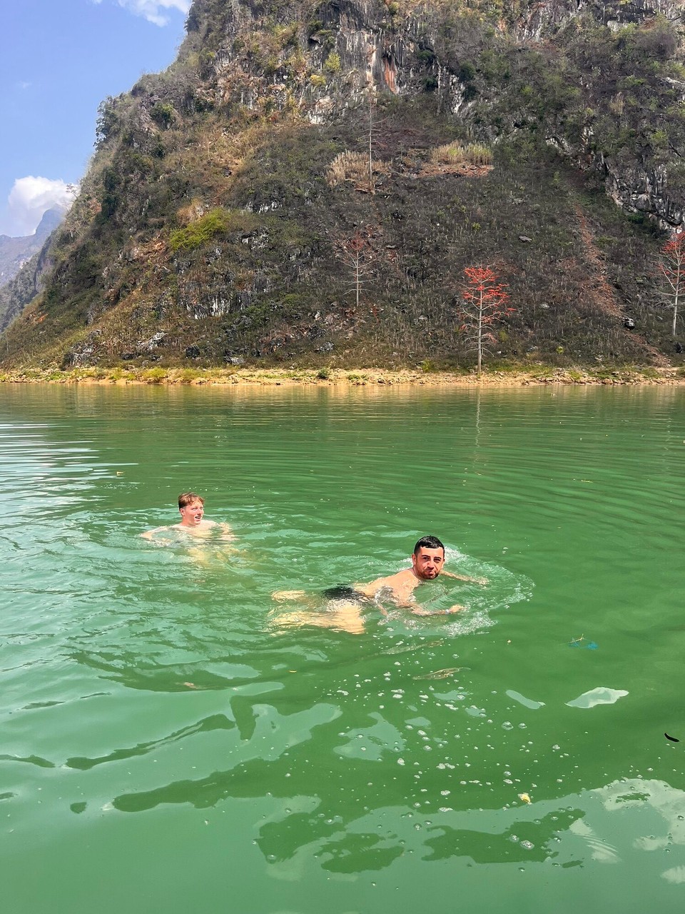Vietnam - Ha Giang - Some of the lads went swimming in the water 