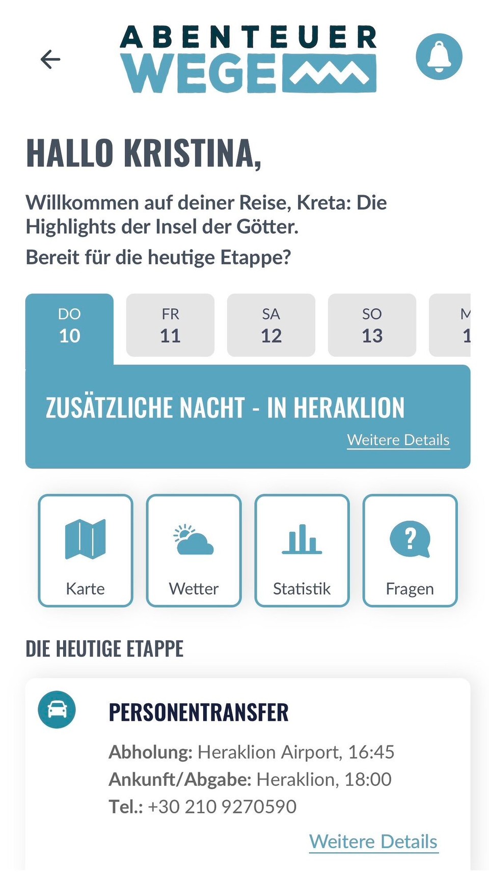 Griechenland - Nea Alikarnassos - Läuft… aus dem Flugzeug in den Bus, Koffer einsammeln. Fahrer wartet schon.