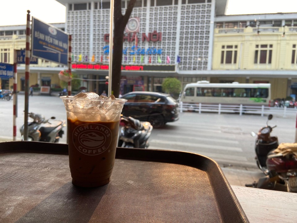 Vietnam - Hanoi - I found a Highlands coffee shop while I was wandering around the station and decided to have a Vietnamese coffee. Their small cup means really small unlike Malaysia. lol. So go for medium at least. The coffee is very strong which is my taste. I think it was around 25,000 VDN (5 RM). 