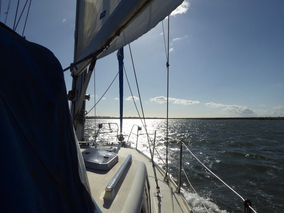 United Kingdom - Burnham-On-Crouch - A lovely start to the day for a motor sail up the River Crouch. Some good wind, but against the tide.