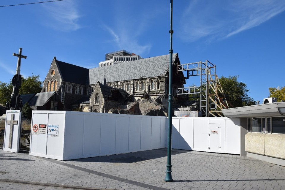 Neuseeland - Christchurch - Blick auf die ChristchurchCathedral: Diese bedeutende Kirche wurde durch das Erdbeben auch erheblich beschädigt