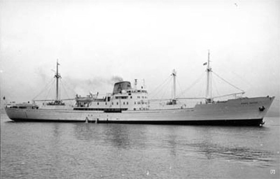 Ireland - Castletownbere - A Panamanian registered factory ship, she was at anchor when she caught fire and sank in 1982. She was built in 1956 with a carrying capacity of 3976 gross tonnage. A factory ship is one which accompanies a fishing or whaling fleet with facilities for immediate processing of the catch.