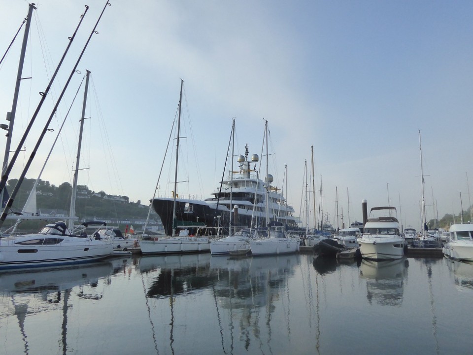 Ireland - Kinsale - An architect, James Berwind, and his partner Kevin Clark helped design the yacht as a semi permanent base for themselves and their dogs, Scout and Brio.