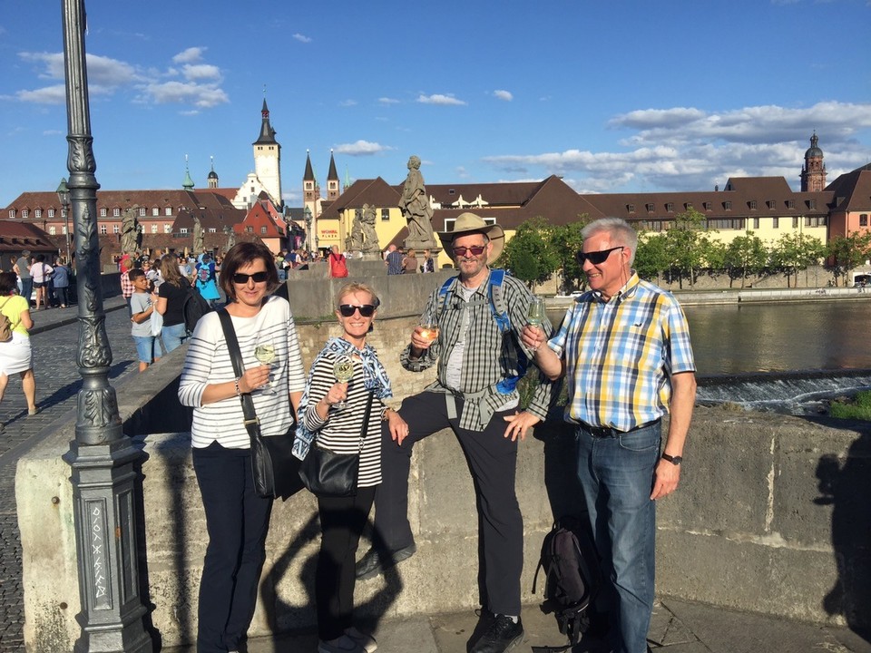  - Germany, Würzburg - Keeping up tradition - drinking wine on the Würzburg Bridge