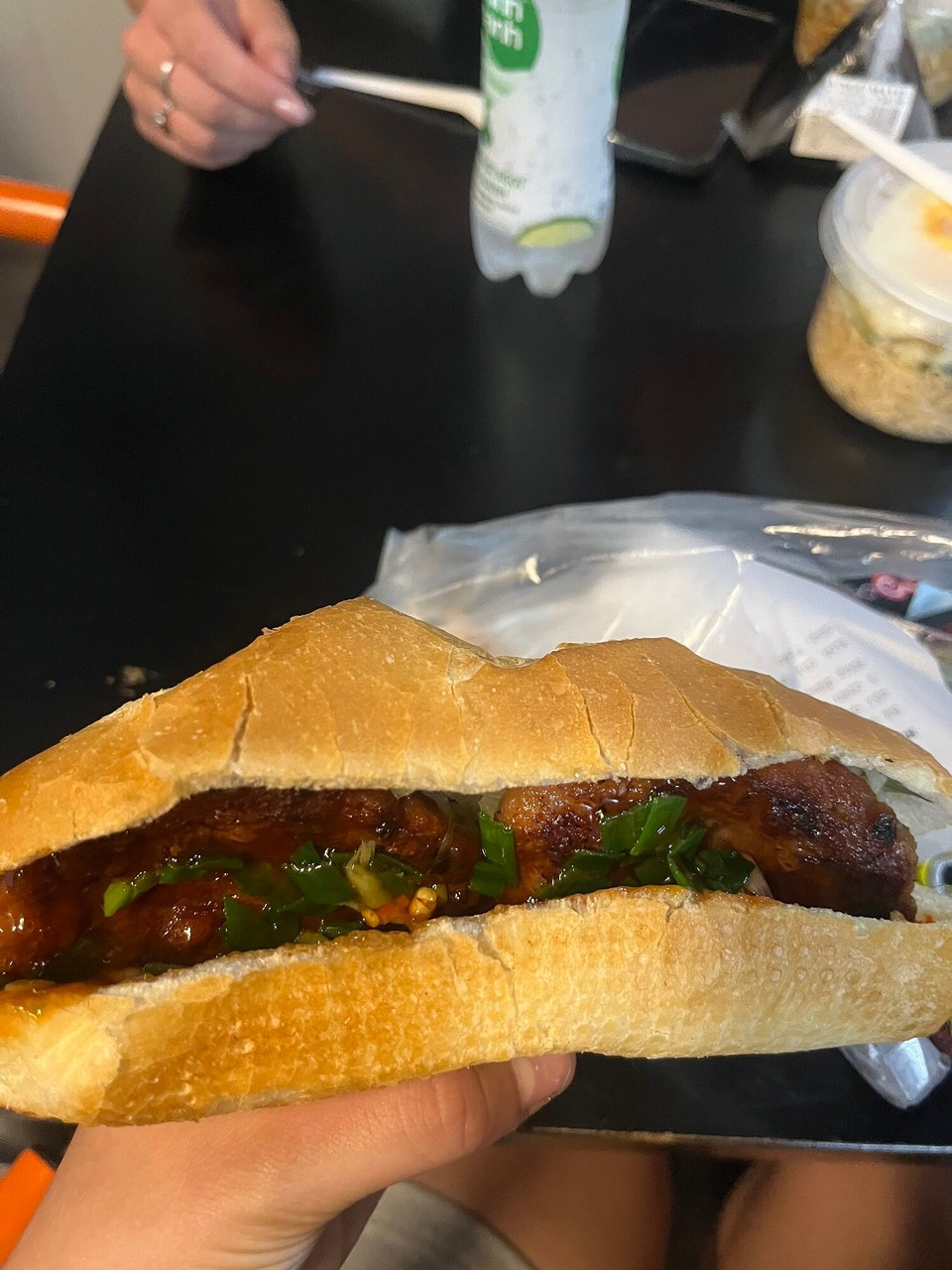 Vietnam - Ho Chi Minh City - We then were hungry so I found a lady selling banh mi’s along the road for 94p. I had a pork one, was so good. I also had some noodles from Circle K - they are my new fav and only 53p