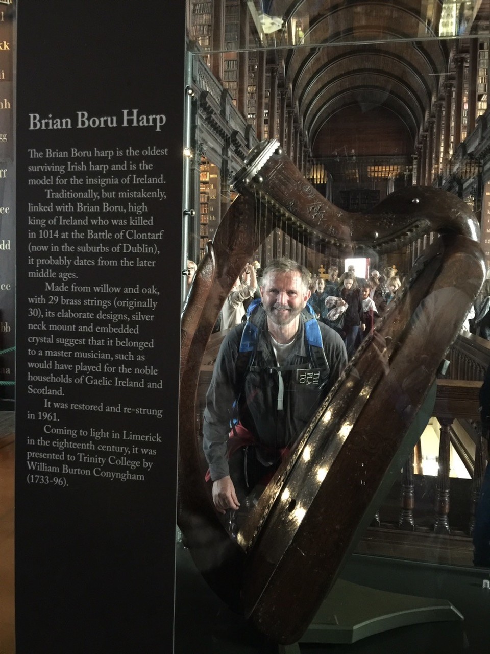  - Ireland, Dublin - Trinity College. The harp is the oldest to survive from Ireland. Probably 15th century. 