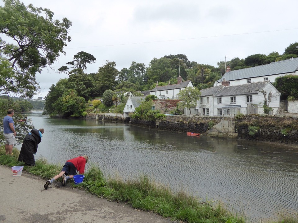 United Kingdom - Helston - The weather hasn’t put children off crabbing. 