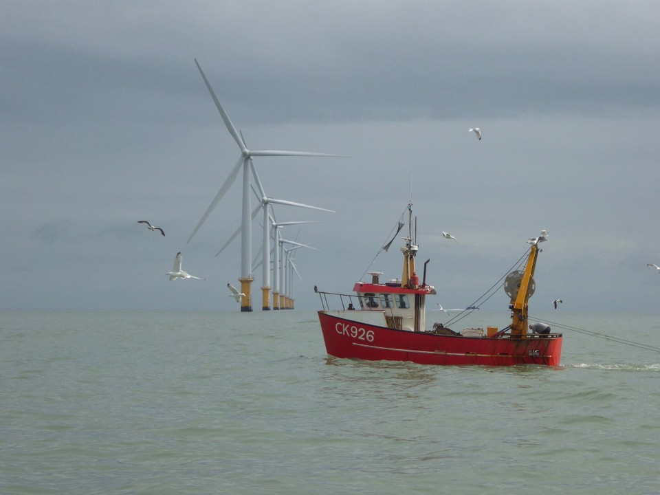 United Kingdom - Chelmsford - As we passed Frinton, the sun began to shine. Commissioned in 2010, Gunfleet Sands Offshore Wind Farm is 7 kilometres of the coast of Clacton.