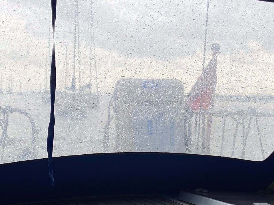 United Kingdom - Maldon - The red sky this morning really was a warning. We decided not to go ashore as it poured with rain, and the wind speed increased during the evening.