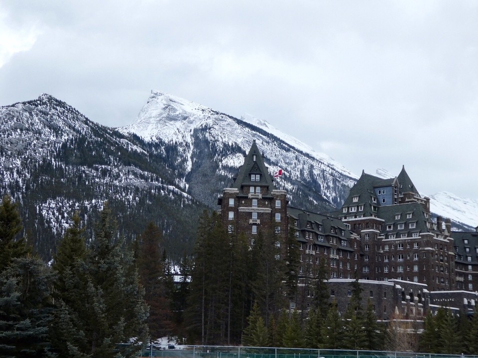 Canada - Banff - Banff Springs Hotel towering in the landscape