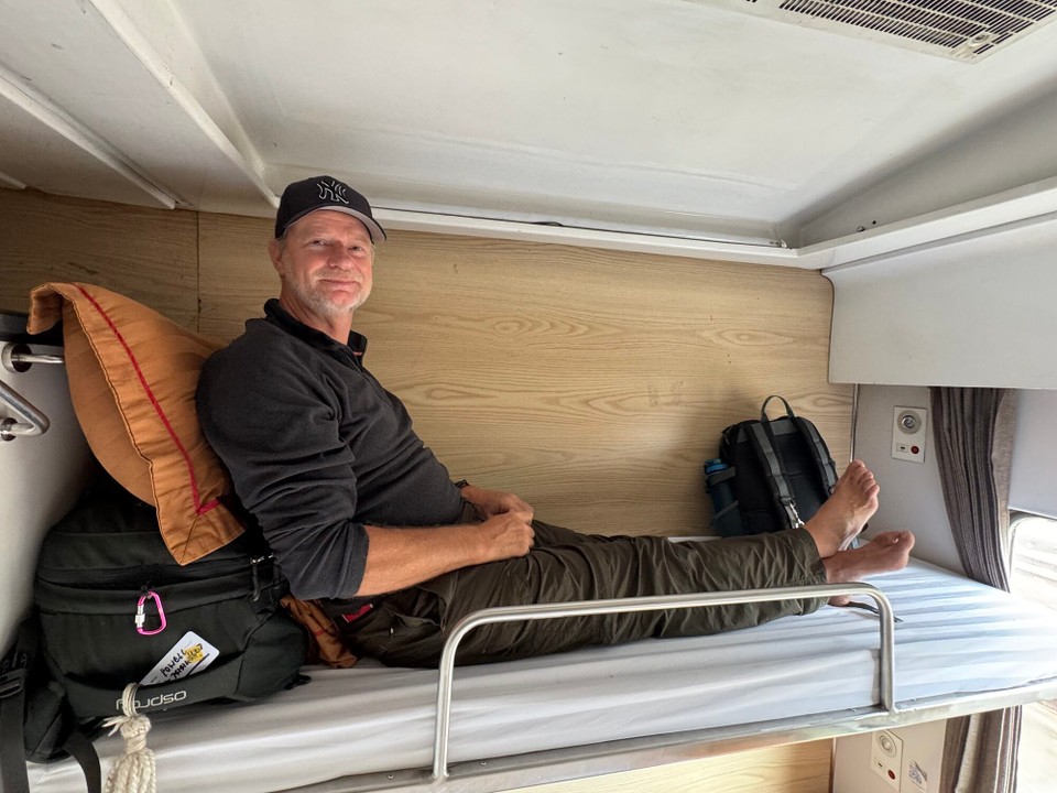 Vietnam - Hoi An - J on the train in his bunk (which he stayed in for precisely 5 mins out of the 5 hour trip)