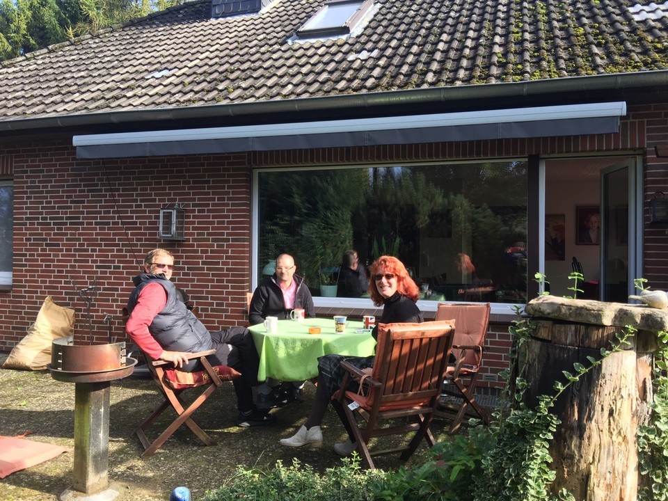 Germany - Buchholz in der Nordheide - Trelde, Charlotte and Axel's house. Tea in the garden. 