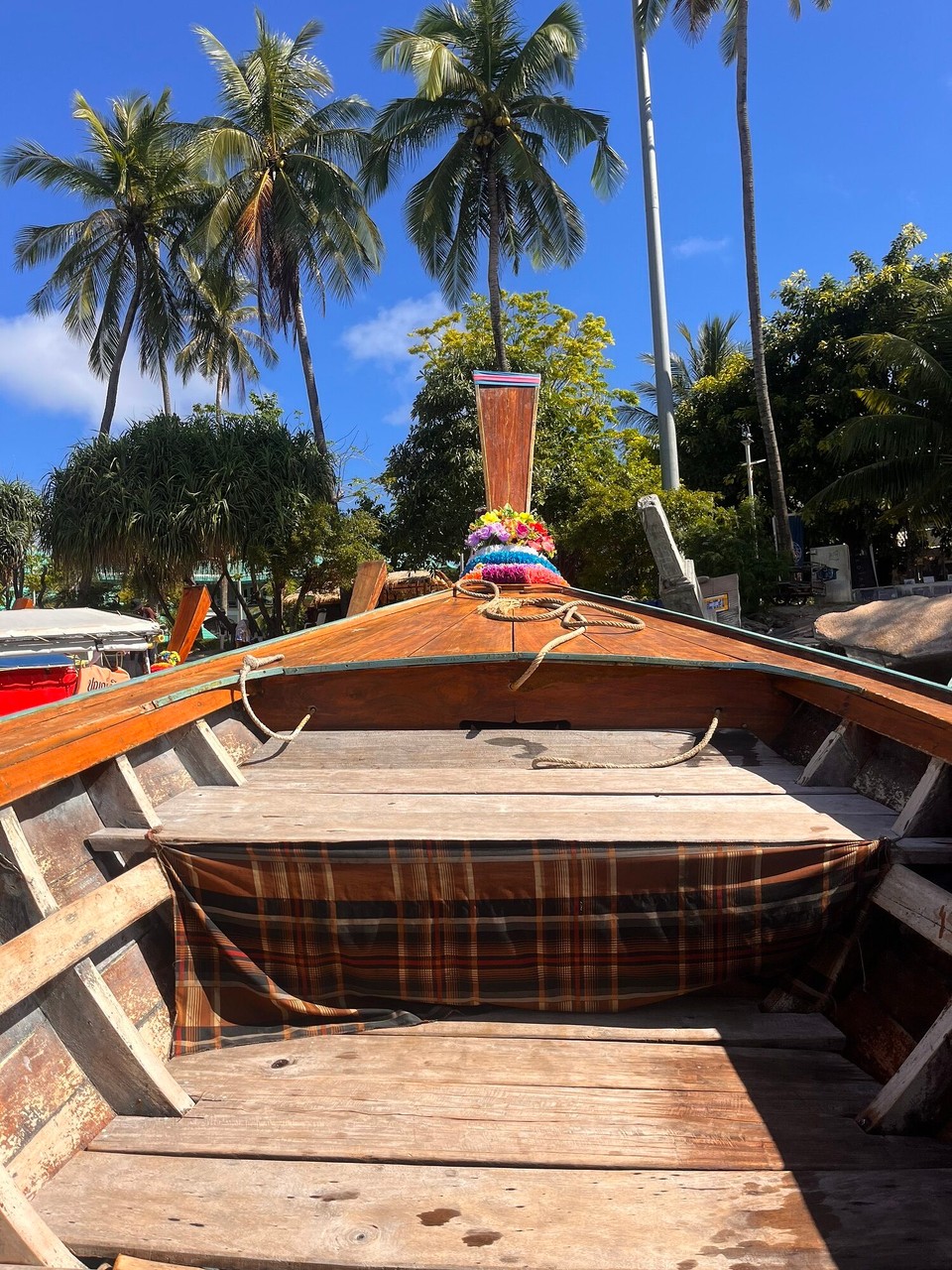Thailand - Mueang Krabi - We hired a private boat today for just us 4 and went to Maya Beach, Monkey Island and Viking Beach - the water was so choppy but we made it safely to the stops 