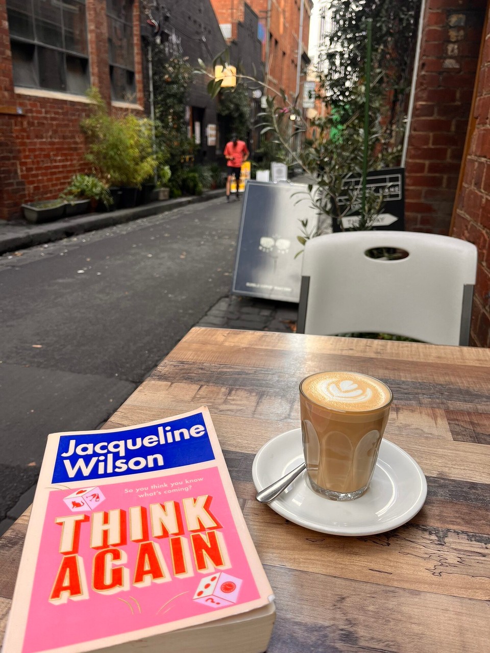 Australia - Melbourne - Had 12 hours sleep last night (must have needed it). My body must be adjusting to normal life again. Had a coffee on the cute street next to my hostel and read a chapter of my book. Then I headed back to the hostel and got ready for my interview!