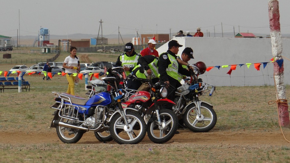 Mongolia - Mandalgovi - The police presence at the Nadaam