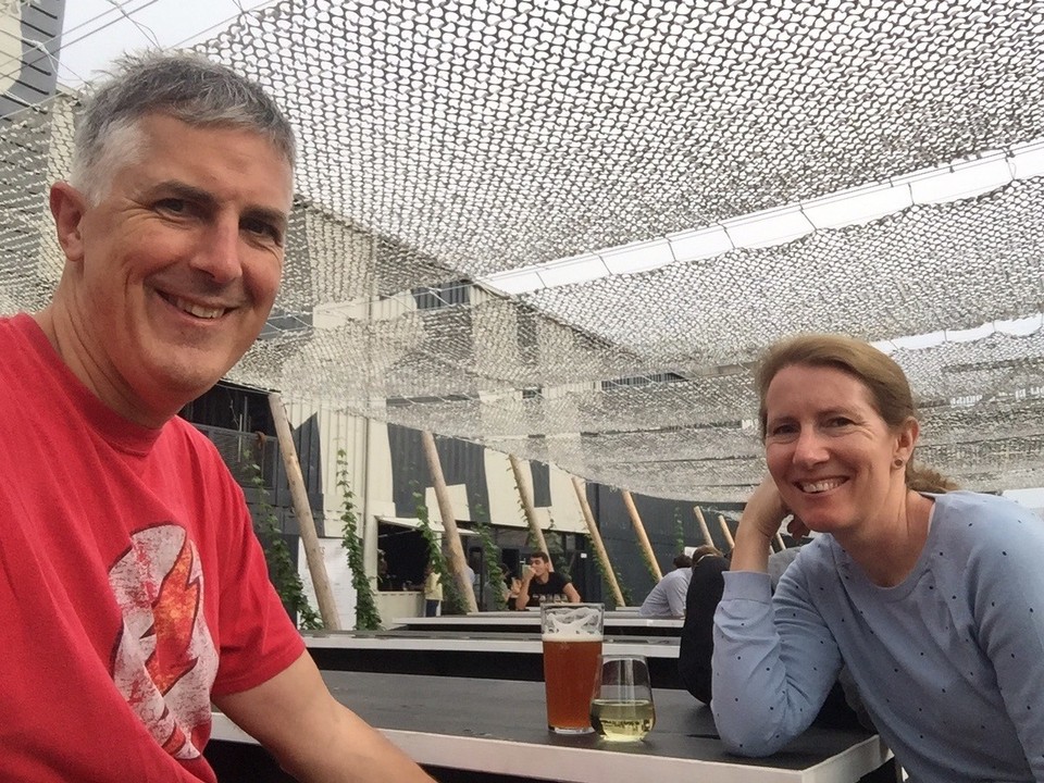 Germany - Berlin - After Mandy had finished her day at the conference we went out. Our first stop was at the BRLO Brwhouse just a few hundred metres from the Crowne Plaza. A great tasting German IPA for Paul before we headed back to the area surrounding the Kaiser-Wilhelm-Gedächtnis-Kirche for dinner and a small wander around.
