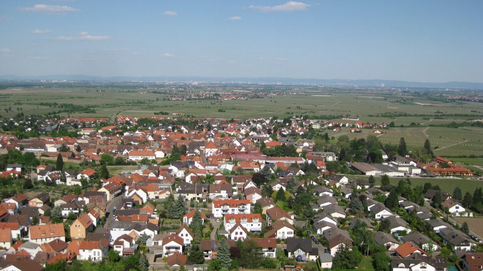 Deutschland - Wachenheim an der Weinstraße - Blick auf Wachenheim und die Rheinebene