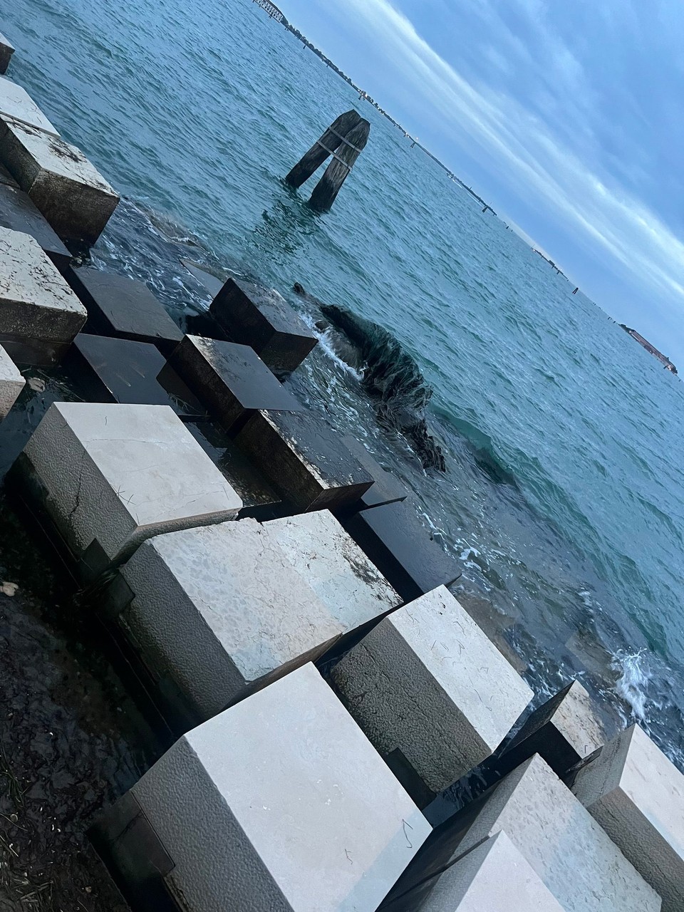Italien - Venedig - Das Wasser steht heute deutlich höher, so dass wir die Skulptur nur teilweise bewundern können. 