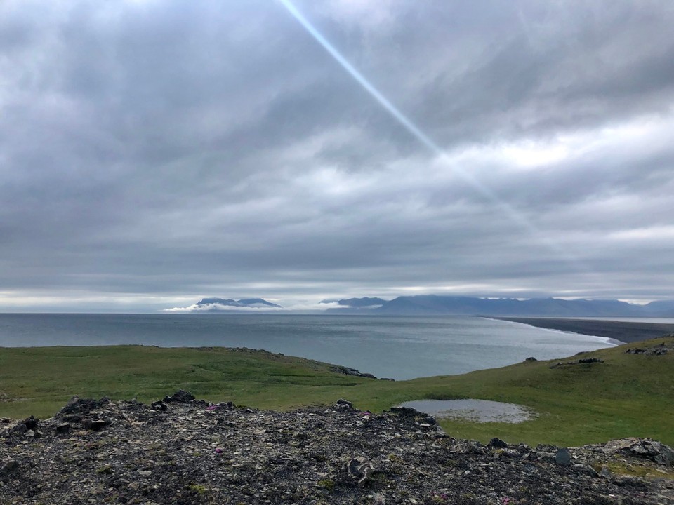 Island - Sveitarfélagið Hornafjörður - Blick über die ganze Bucht vom Eystrahorn bis zum Vestrahorn...